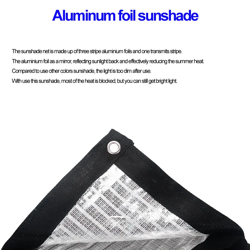 Multi size Silver Reflective Aluminum foil sunshade Heat insulation still bright light sewed up the edges Sun Shelter net_voghion.com