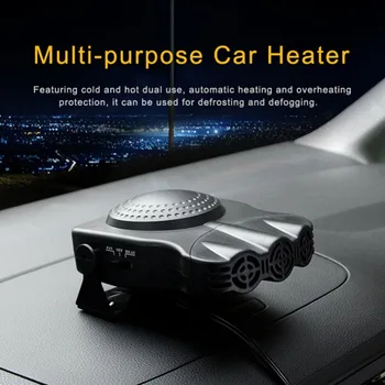 

12V/24V Portable Car Multi-function Heater Three-hole Defrost Defogging Heater Heating & Cooling Fan 180 Rotation