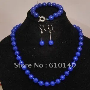 

5PCS 8mm Lapis Lazuli Necklace 18" bracelet 7.5" earrings