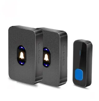 

New 1V2 UK Plug-in Waterproof Wireless Door Bell Led Light Electric Doorbell 220V with 1 Transmitter +2 Receiver Home Doorbells