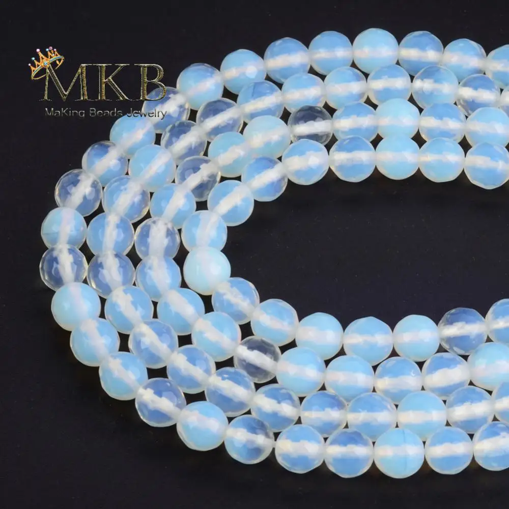

Wholesale Faceted White Opal Stone Beads For Jewelry Making 4/6/8/10/12mm Loose Spacer Beads Diy Bracelet Necklace 15"Strand