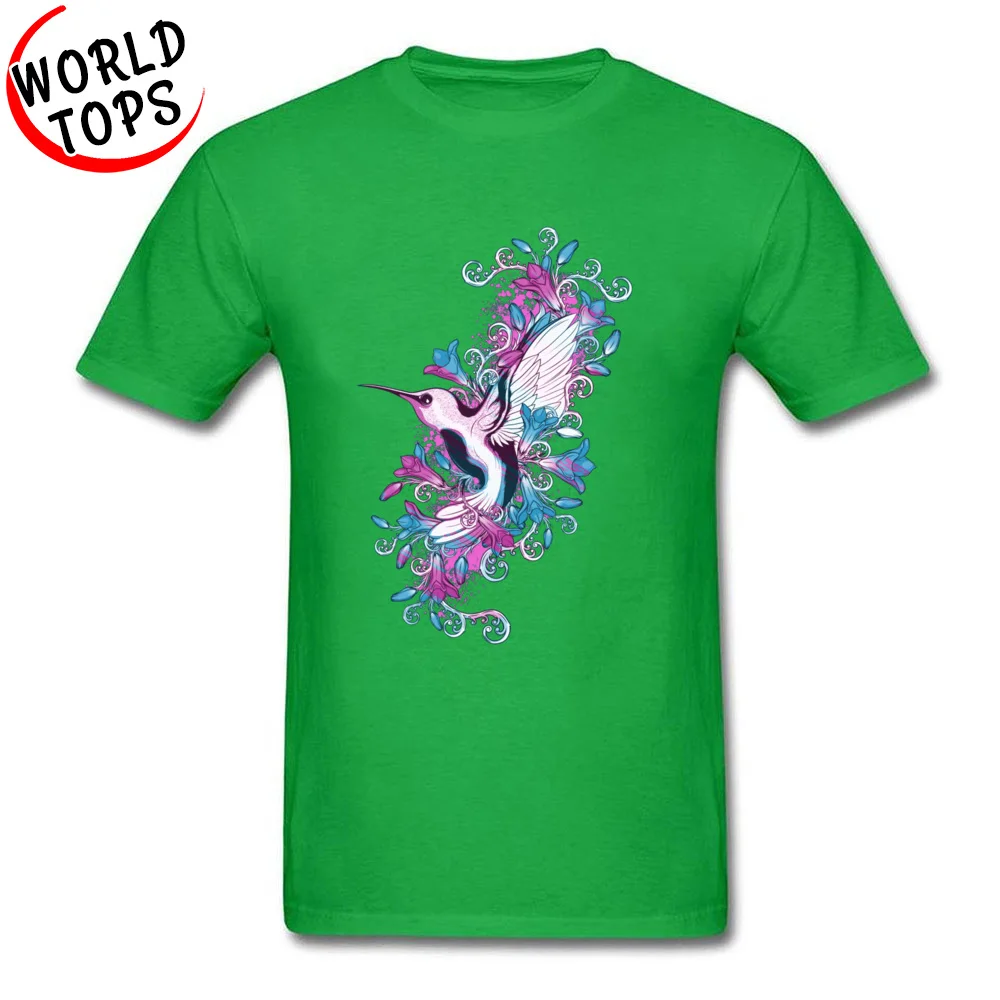 Spring Hummingbird 14552 Printed On Summer/Fall 100% Cotton O Neck Mens Tops T Shirt Casual Tees Latest Short Sleeve Tshirts Spring Hummingbird 14552 green
