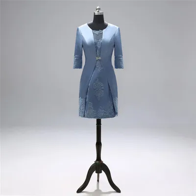 Женское платье, стиль, сатин, комплект из двух частей, вечернее платье, повседневное, элегантное, Dames Jurken, элегантный темперамент, Рабочий комплект A264 - Цвет: blue