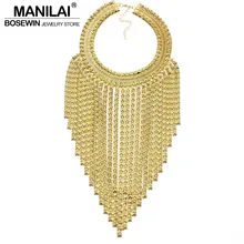 Manilai mujeres cuello collar de cadena larga de la borla collar babero joyería declaración colgantes collares gargantillas gran maxi para el vestido de noche