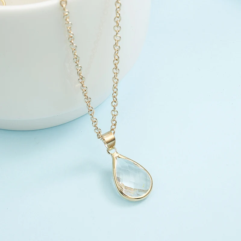 Ожерелье с кулоном в виде капли воды из натурального камня по месяцу рождения, Druzy, кварцевый драгоценный камень, кристалл, Diy, Очаровательное ожерелье для женщин, модное ювелирное изделие - Окраска металла: 4