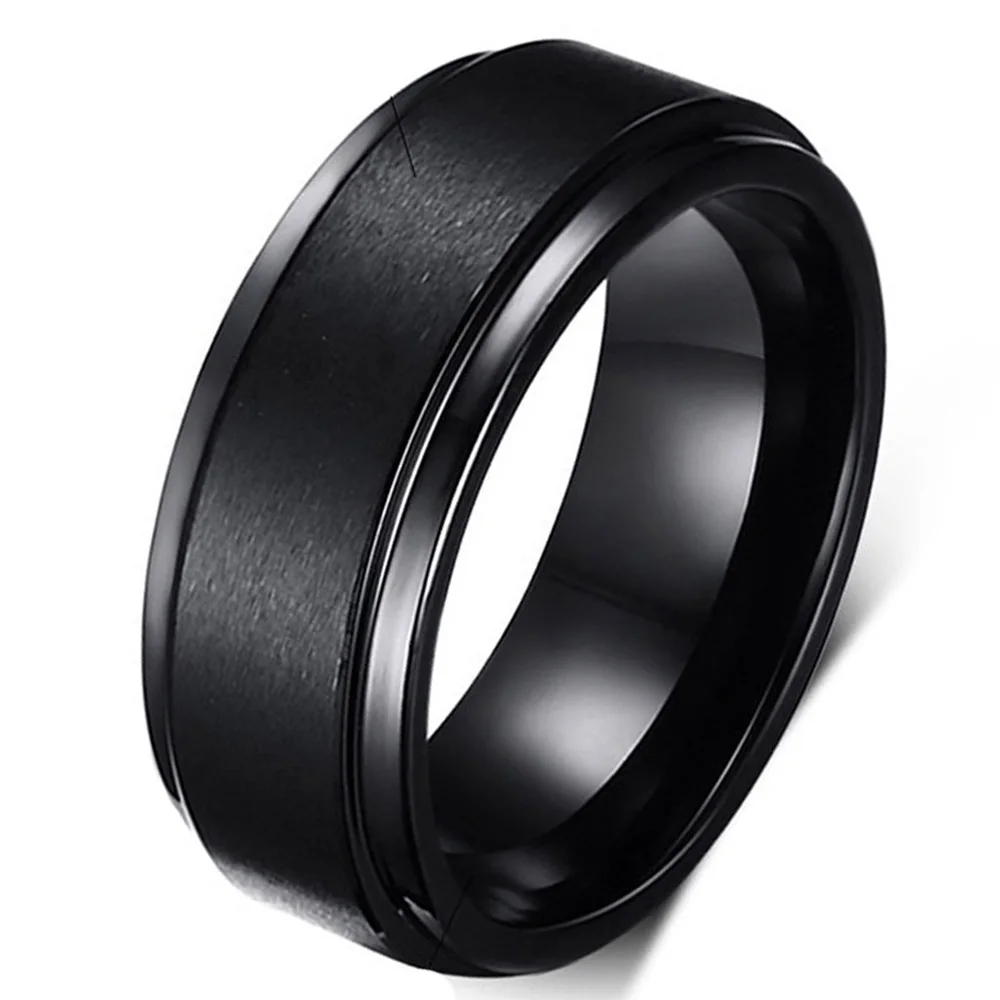 8mm Black Tungsten Carbide Wedding Band Ring Comfort fit