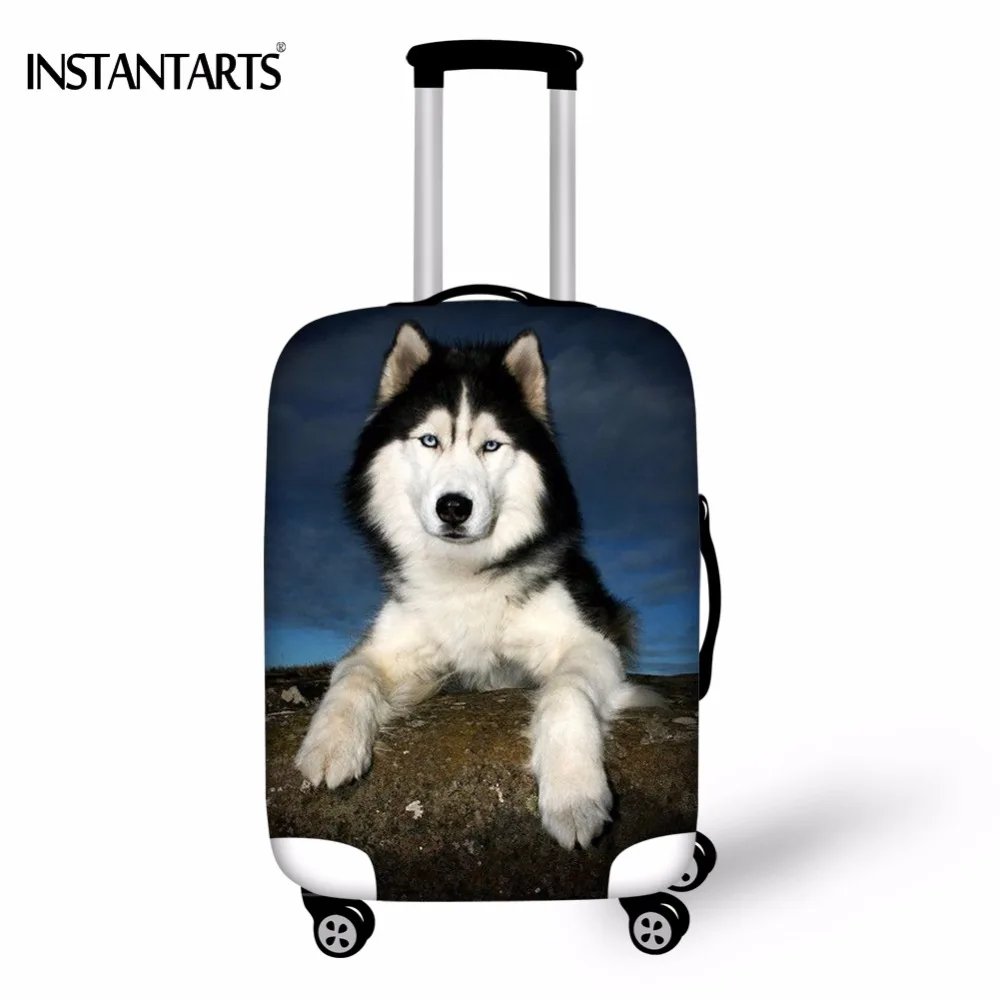 

INSTANTARTS Funny 3D Dog Husky Print Travel On Road Luggage Protector Covers for 18-30 Inch Suitcase Casual Case Dust Rain Cover