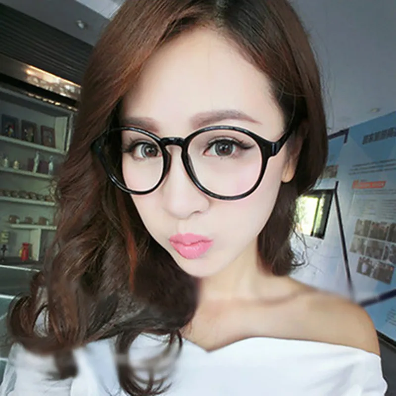 

Fashion Round Glasses Frame Women's Men Retro Large Frame Fine Side Ultra Light Frame Transparent Optical Lens Literary Glasses