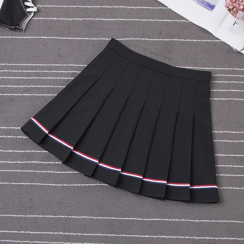 Harajuku Kawaii Готическая мини плиссированная юбка женская летняя Корейская Ulzzang сексуальная юбка школьная уличная японская Милая юбка - Цвет: Черный