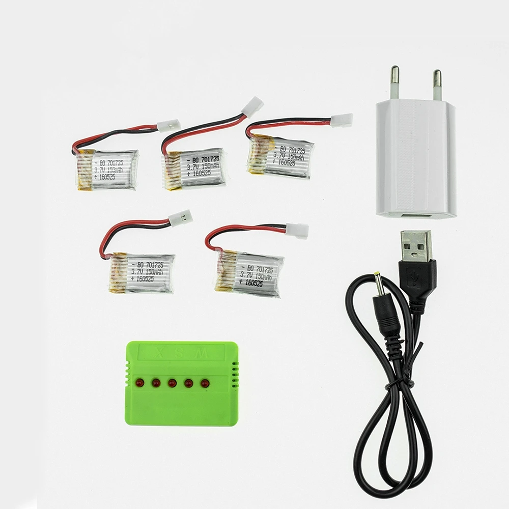 5 шт. 3 7 в 150 мАч Мини Lipo батарея с 1 USB зеленое зарядное устройство для телефона H8