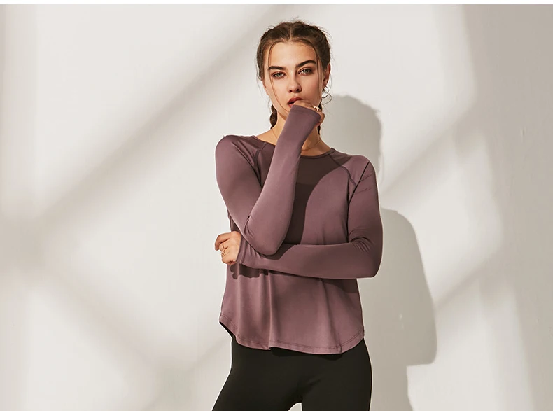 Workout Yoga T-shirt Longos Da Luva das