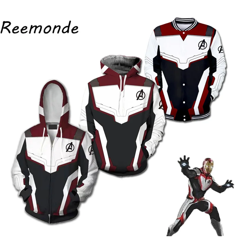 

New Avengers End game Mens Hoodie Sweatshirt Quantum Realm Cosplay Costume Tony Stark Hoodies Jacket Long Sleeve Coats Hot Sale