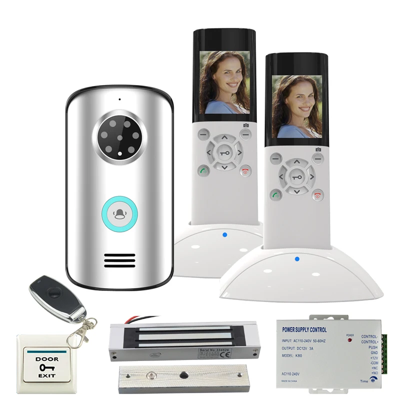 

JEX 2.4G Wireless Video Intercom Door phone doorbell System KIT IP55 Waterproof IR Night Vision 120 degree Camera 1V2