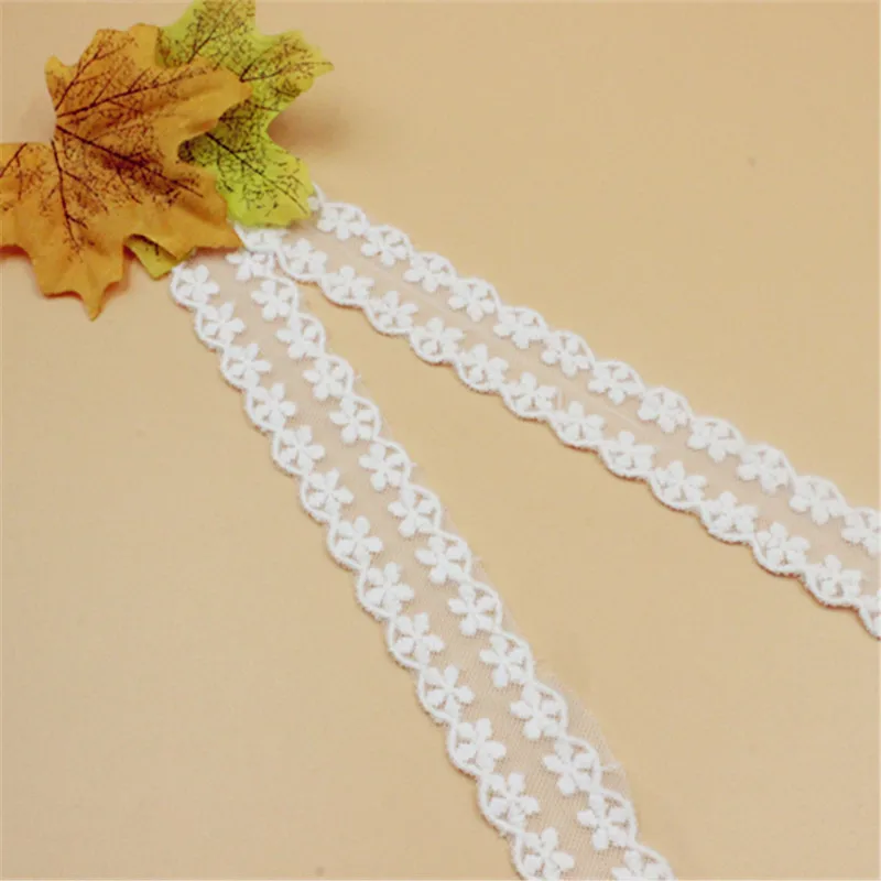 

Lace Trim 20 yard Ivory Gauze Mesh Tulle Cotton Embroidered Lace Fabric Ribbon Tapes 2.5cm 0.98" wide QL4K120