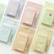 Из 2 предметов творческий каваи memos DIY ноутбуков Дневник Блокнот поставляется с Шариковая ручка граффити бен Закладки студент канцелярские подарок