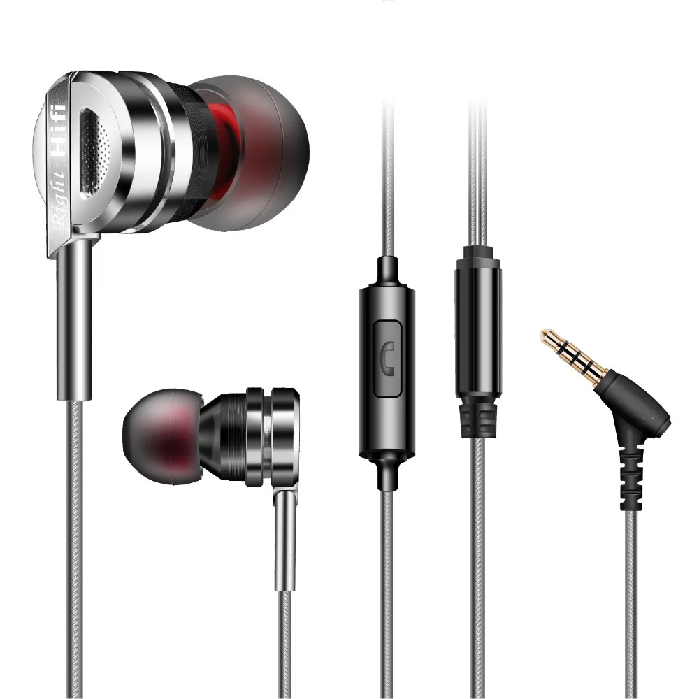 Metal Phone Earphones In Ear Earphone with Microphone Handsfree for