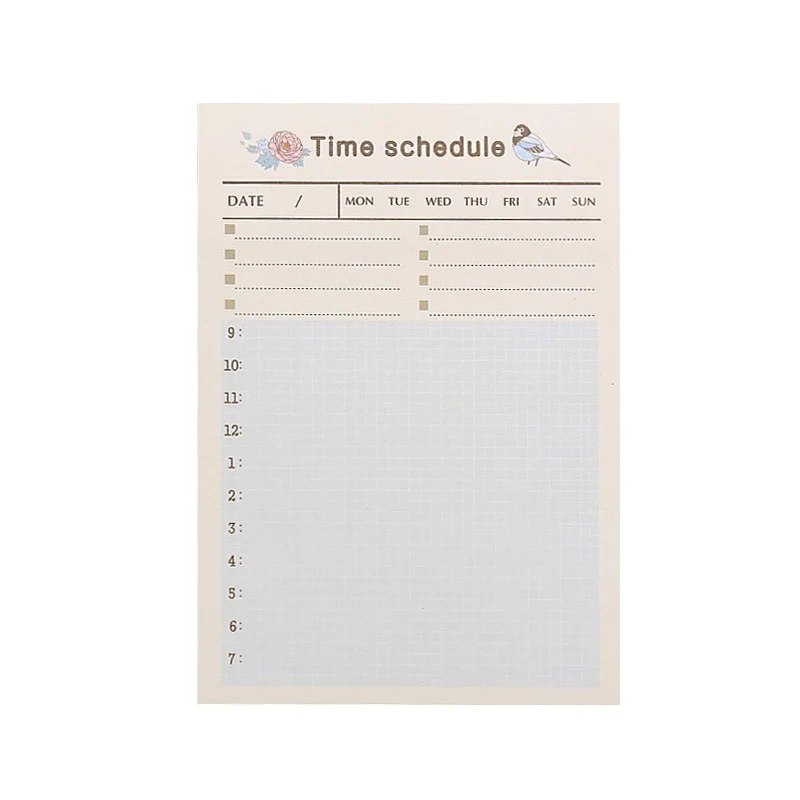 60 Sheets/pad Creative Diary Weekly Plan Memo Pad To Do List Time Sticky Note Schedule Office And School Supplies Stationery