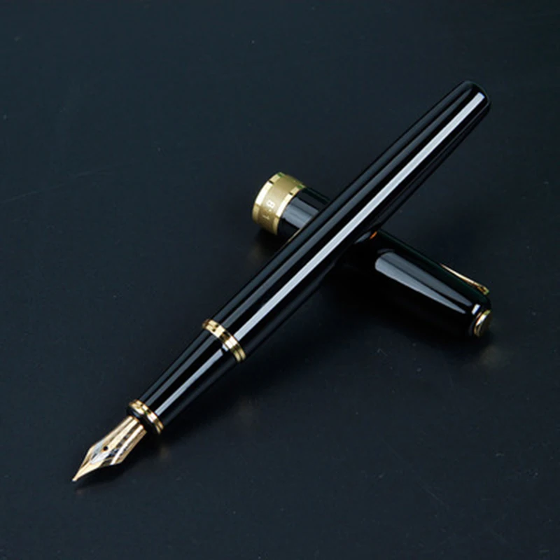 

Black Business Metal Pen Signature Pen Tip Medium Golden Trim Arrow Clip School Supplies Hot