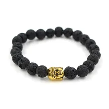 Эластичная сила буддизма бусины в виде голов энергии вулканический камень браслет ручной струны