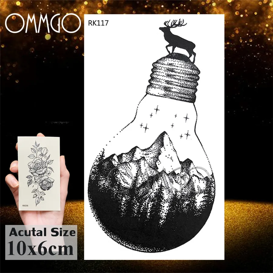 Временные татуировки OMMGO Bulb Mountain Peak для женщин и мужчин наклейки искусственные на