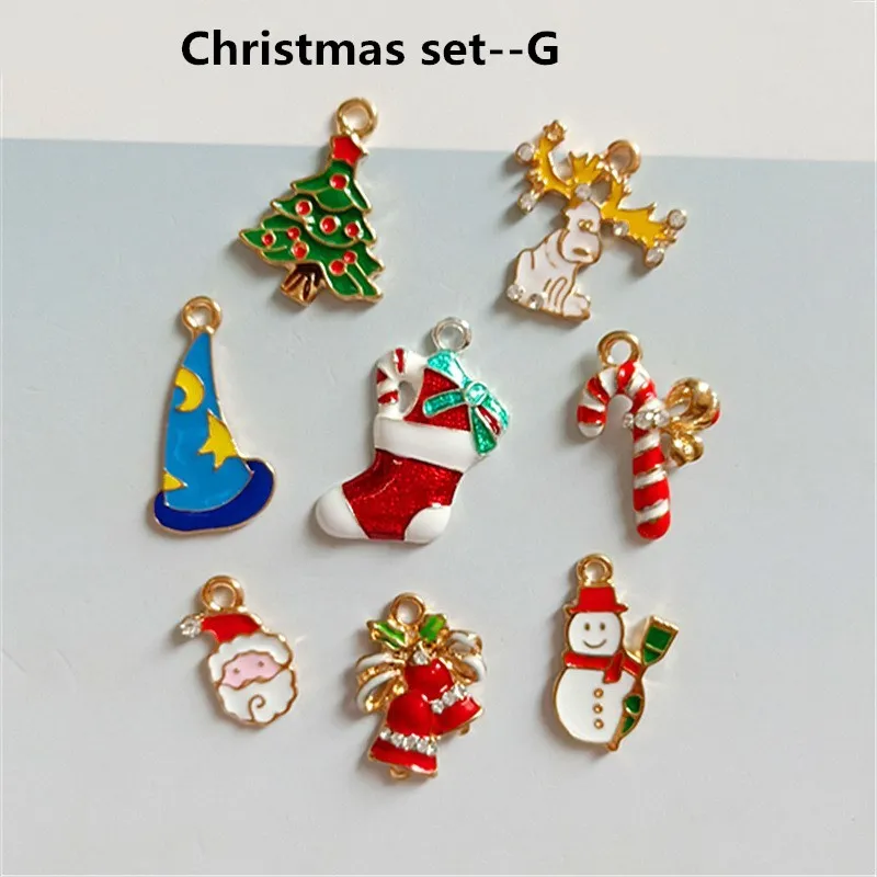 

Hot Enamel Christmas Set Charm Bijoux For Women Handmade Bracelet Necklace Hair Accessories Apparel Pendant DIY Jewelry Findings