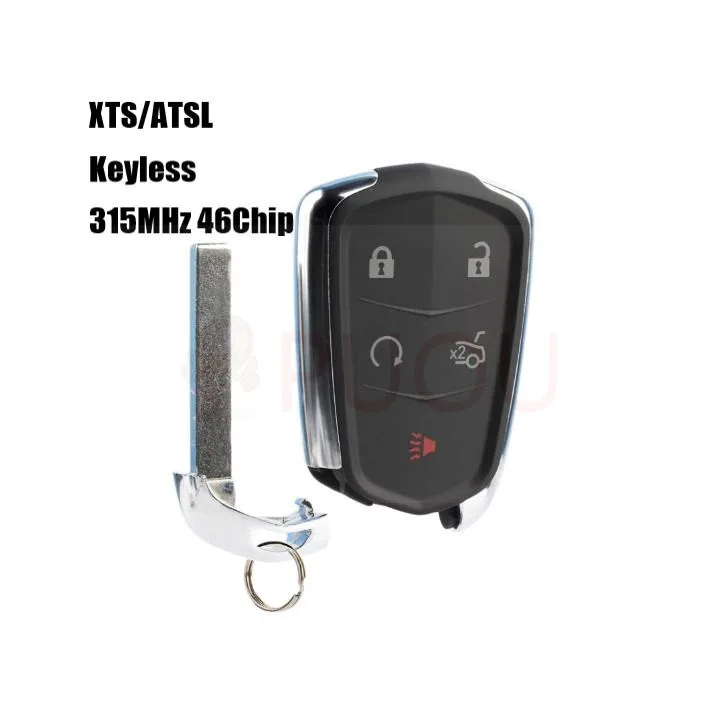 

Keyless Entry Remote Car Smart Key 5 button 315MHz 46 chip for Cadillac ATS CTS SRX XTS HYQ2AB, HYQ2EB