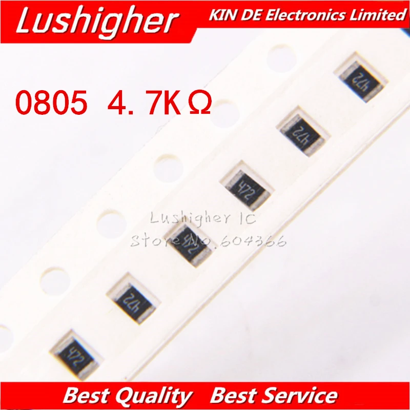 

100PCS 0805 SMD Resistor 5% 4.7K Ohm 472 4701 4.7Kohm 4700ohm