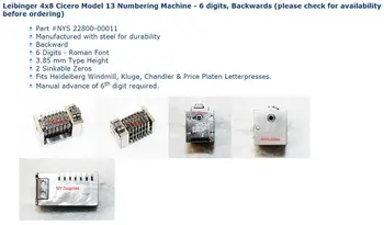 

1 Piece 4x8 Cicero 6 digits Numbering Machine backward, Romand Type last two bits can adjustable