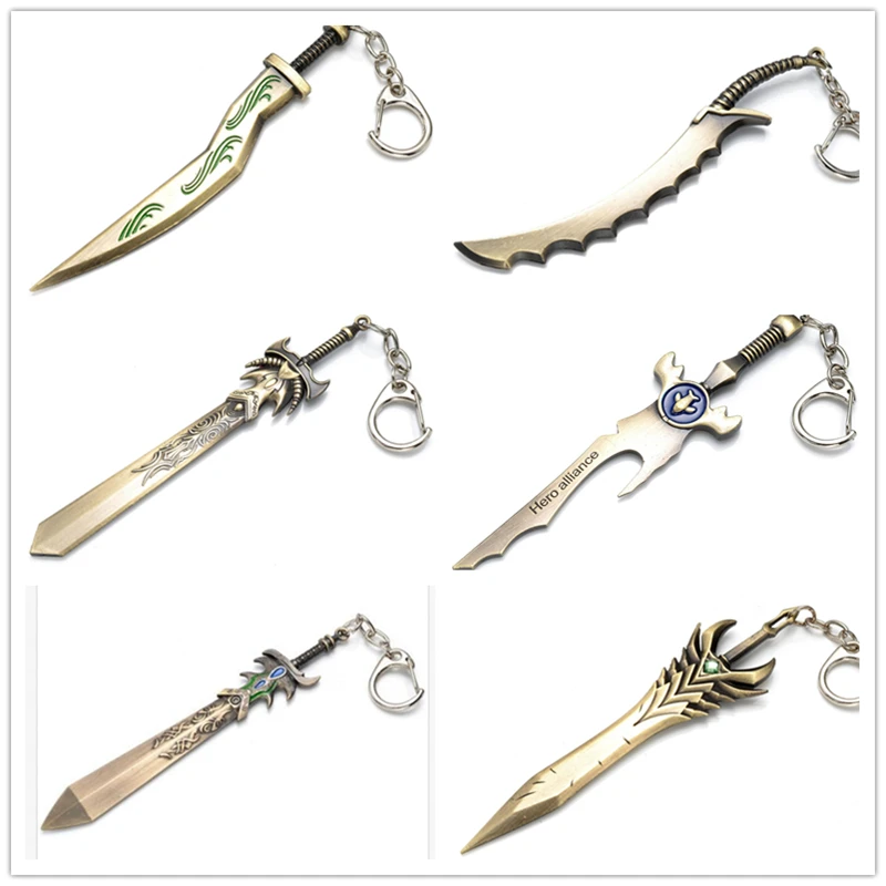 

Hand to do animation cartoon fashion personality metal key ring many kinds of bronze weapons toy model toy boy toy gift