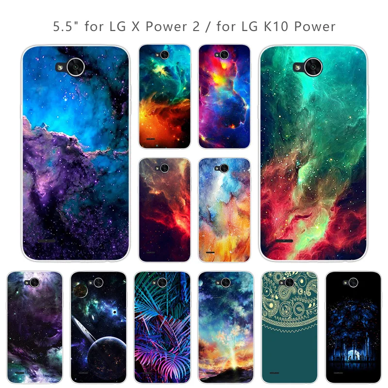 

For LG X power 2 / K10 Power 5.5" Soft Silicone Transparent TPU For LG X power2 Phone Cases Protective Nebula Back Cover