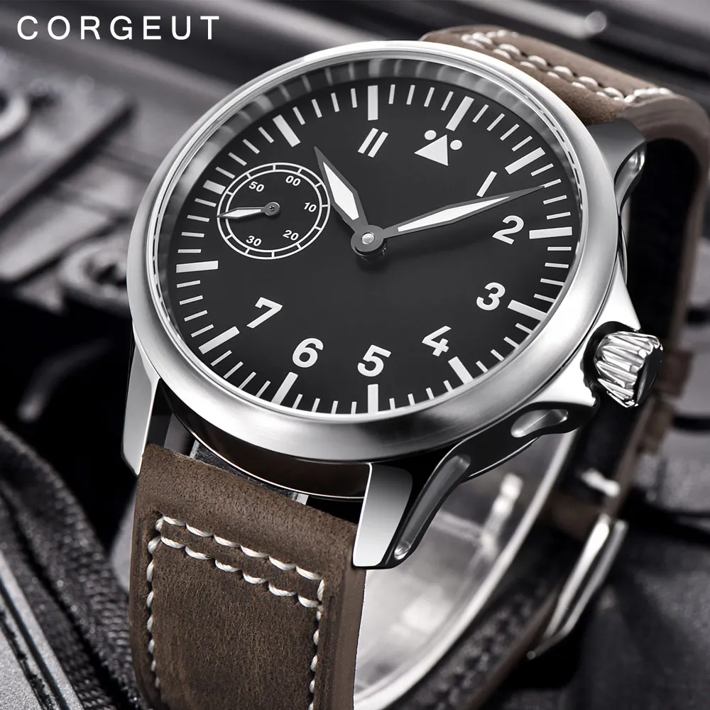 Роскошные брендовые механические мужские часы Corgeut 17 Jewels Seagull 6497 механические часы с ручным заводом светящиеся мужские наручные часы