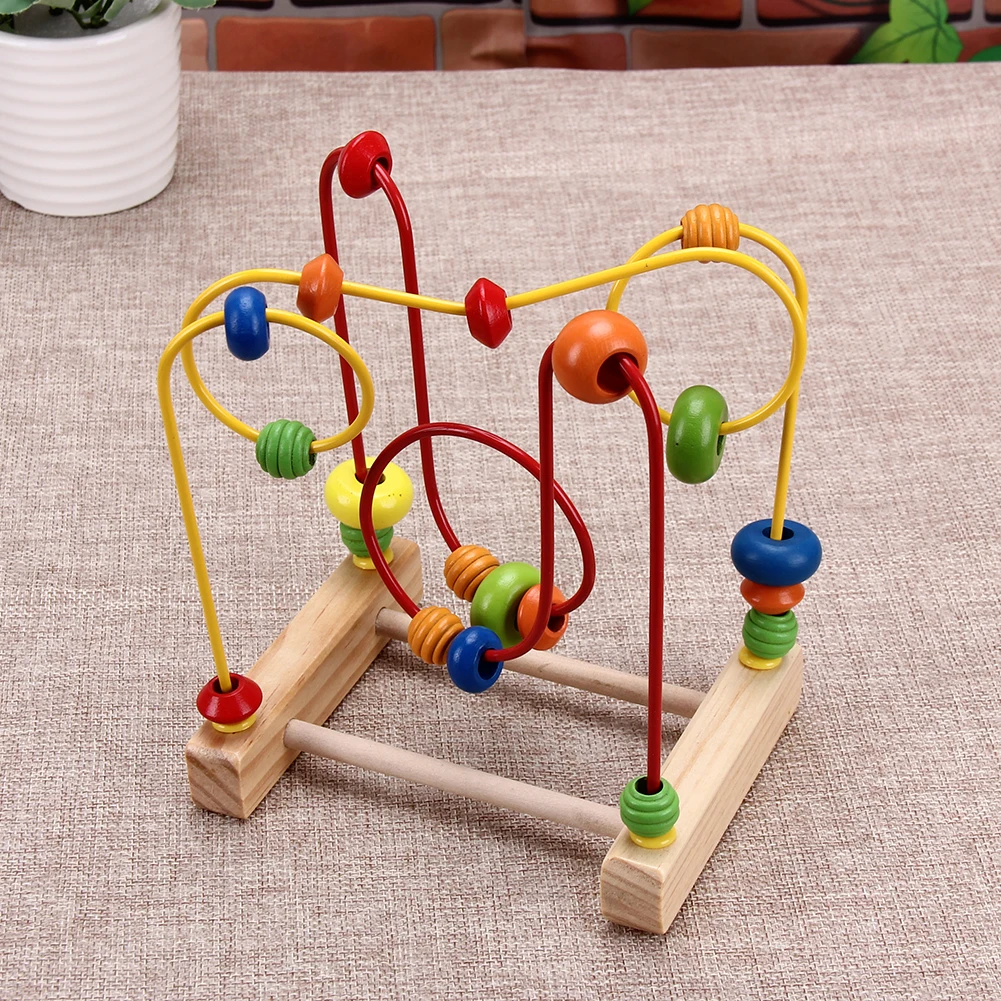 Circles Bead Arounds Wooden Abacus Math Counting Wire Maze Roller