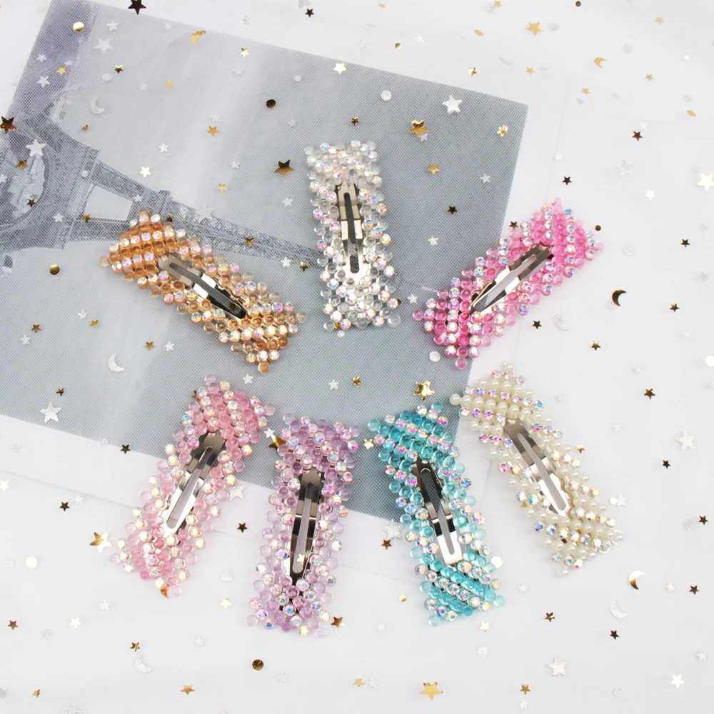 

ncmama Hair Accessories Shiny Beads Hair Clips for Women Girls Korean Geometric Jewelry Hairgrips Silver Hair Pins Barrettes