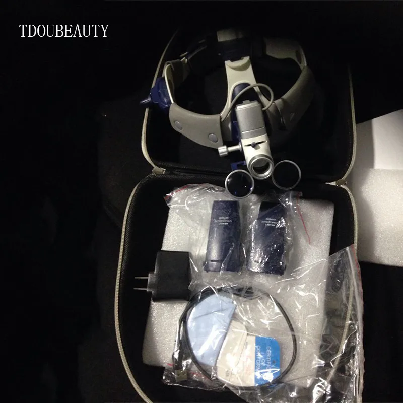 Conduziu a Lâmpada de Cabeça Tudo-em-um com 3.5x420mm Tdoubeauty Cirúrgica Dental Binocular Galileu Quadro Lupa Nova Chegada 5 w 19 Beleza e saúde