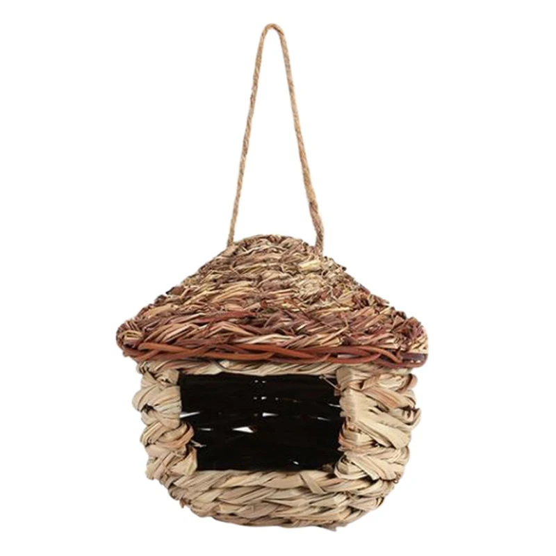 

Natural Straw Bird Nest For Parrot Hamster Small Animal Cage Birds Breeding Nest Birds House Home Hanging Bird Cage Accessories