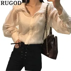RUGOD 2019 весенние белые блузки повседневное офисные женские туфли Топы корректирующие и блузка рубашка с длинным рукавом элегантные рубашки