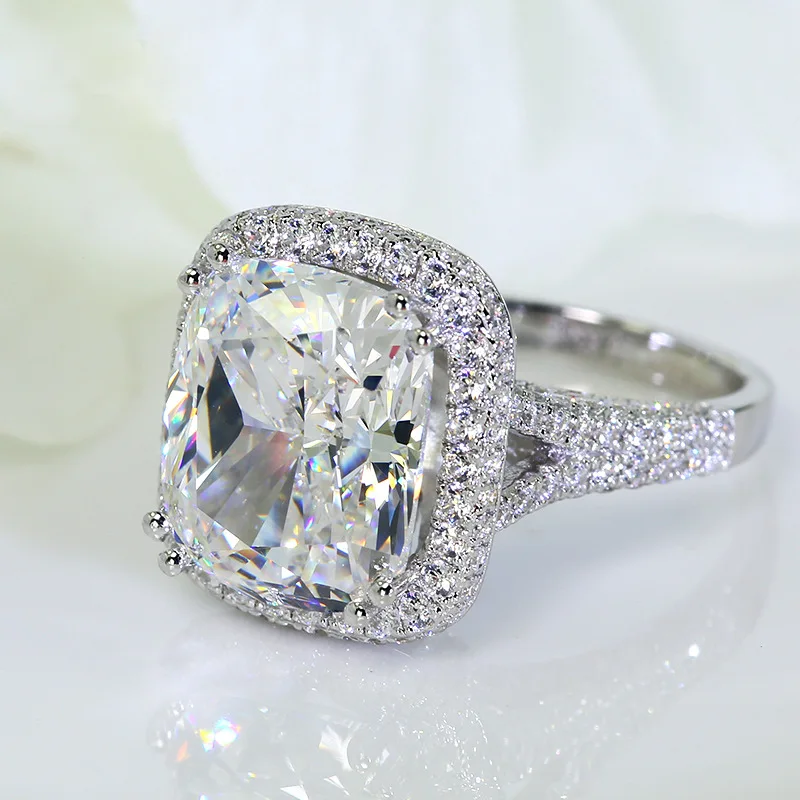 Большие циркониевые 925 пробы серебряные кольца для женщин обручальные свадебные модные ювелирные изделия высокое качество подарок