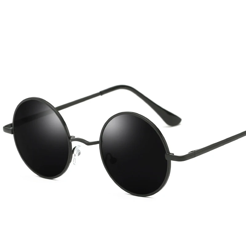 Elbru ретро классические круглые поляризованные солнцезащитные очки мужские и женские брендовые дизайнерские Винтажные Солнцезащитные очки металлические черные линзы для вождения солнцезащитные очки