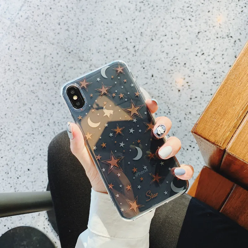 Aoweziic Japan and South Kore New For iPhone Xs max phone case ins love stars 6s 7 8plus soft shell transparent protective cover Aoweziic Japan and South Kore New For iPhone Xs max phone case ins love stars 6s 7 8plus soft shell transparent protective cover