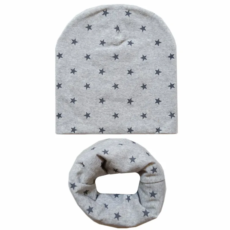 New Star Print Crochet Children Hat Scarf Autumn Winter Girls Boys Warm Caps Baby Kids Hat Scarf Set Child Cap Baby Beanie Hats 