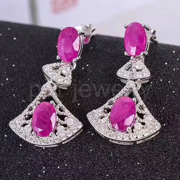 Natural ruby drop earring Free shipping Natural real ruby 925 sterling
