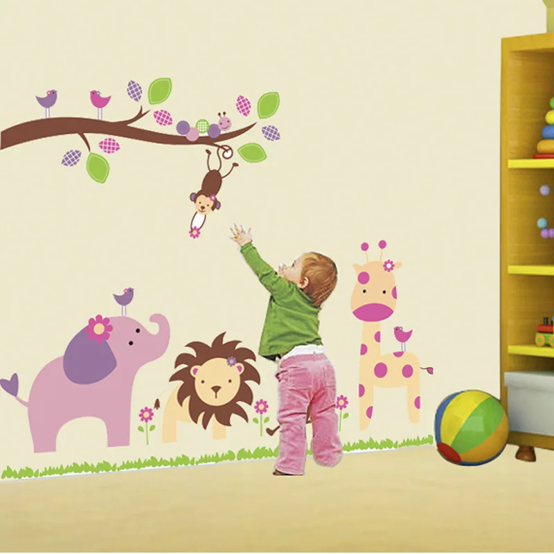 Мультфильм наклейки на стену для детей номеров домашний декор жизни Декоративные наклейки для стен в детской спальня высотомер для ребенка - Цвет: K