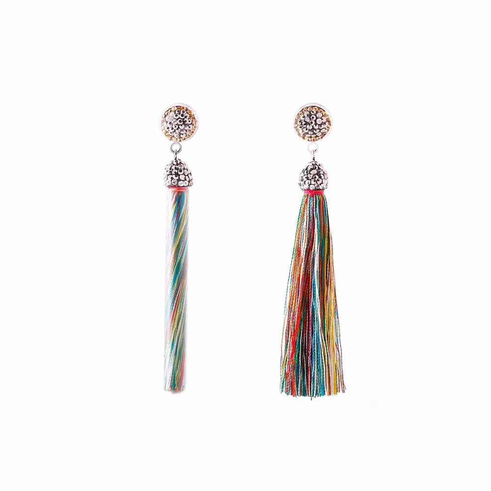 Новые женские серьги с кисточками Boho богемные длинные преувеличенные шелковые