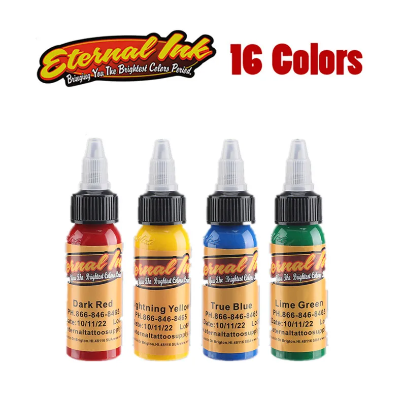 

High Quality Tattoo Ink 16 Pieces 1oz Tattoo Paint Set 3D Cosmetic Care 30ml/Bottle