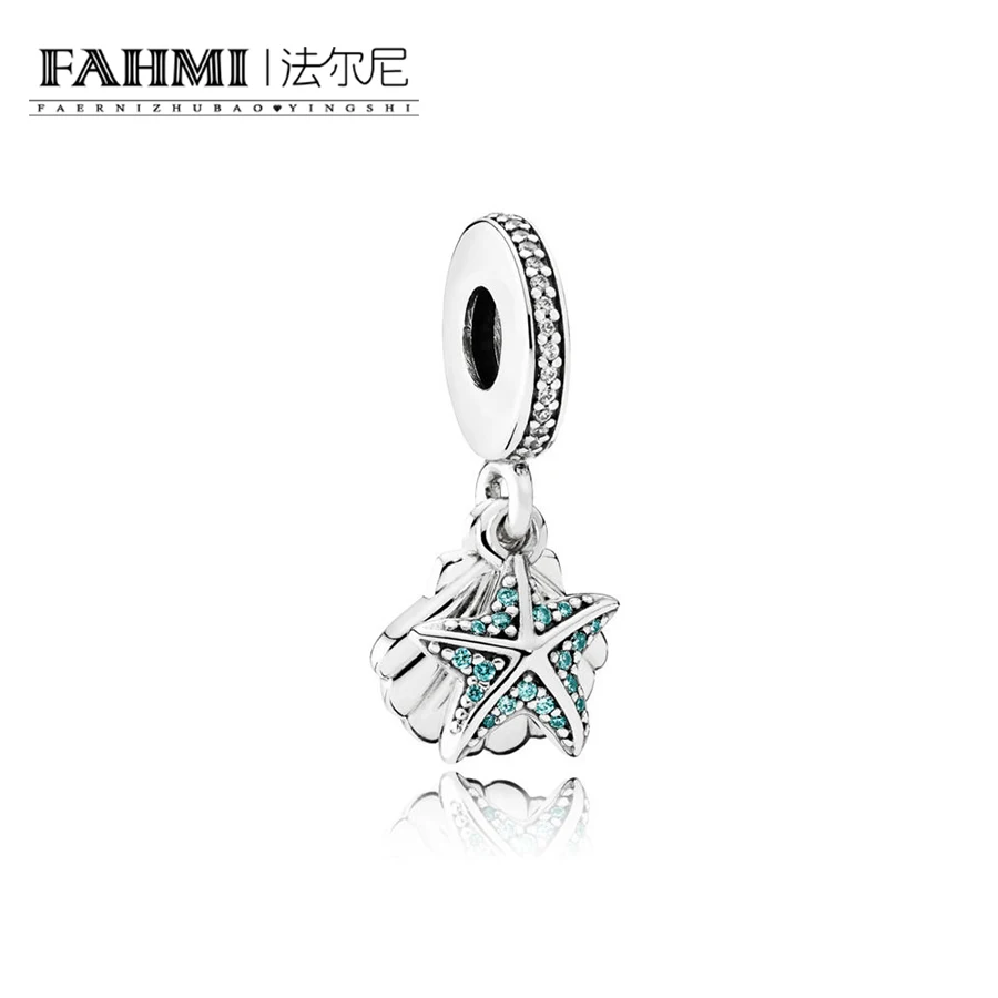 

FAHMI 100% 925 Sterling Silver 1:1 792076CZF TROPICAL STARFISH & SEA SHELL HANGING Original Women Wedding Fashion Jewelry