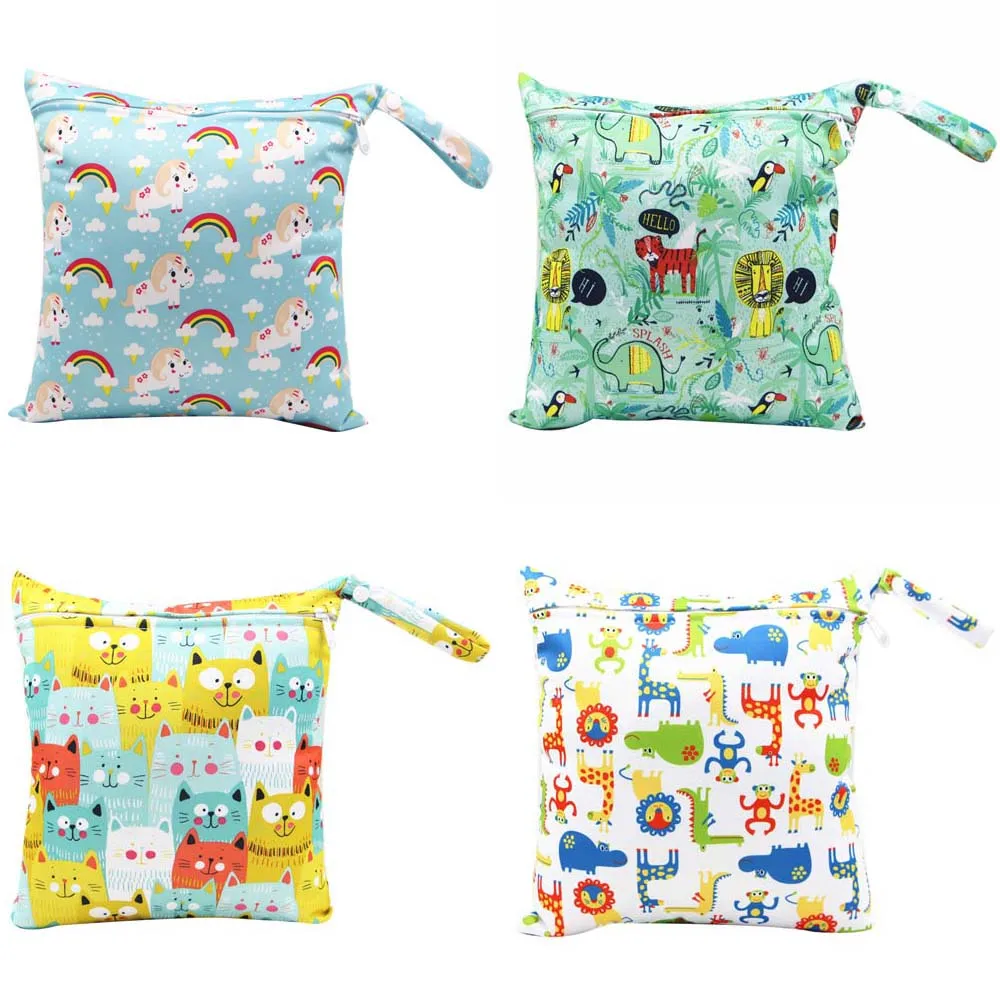 

waterproof PUL printed diaper nappy bag 28*30cm wet bag diaper pouch hanging carry bag for stroller washable