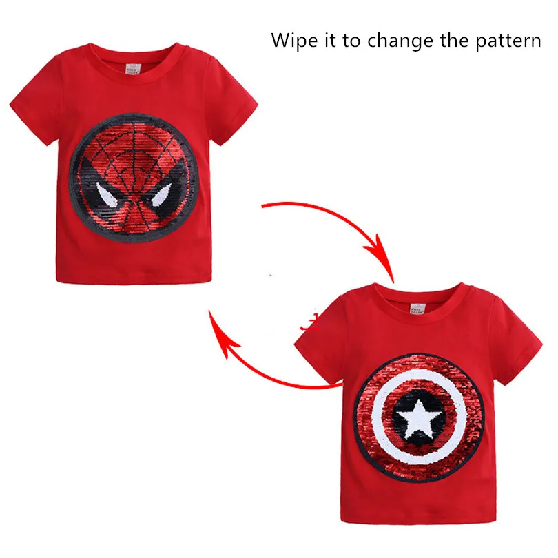 Летняя одежда для маленьких мальчиков; модная футболка для мальчиков с рисунком Человека-паука, Капитана Америки, Единорога; подарок для детей