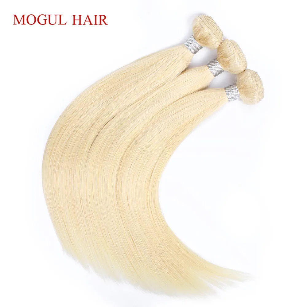 MOGUL волосы 613 пучки с закрытием отбеливатель Платина блонд 2/3 пучки 10-28 дюймов индийские прямые волосы Remy пучки человеческих волос