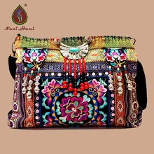 Новые хмонг холст вышивка сумки Винтаж ручной работы из бисера Для женщин сумки через плечо этнических бренд кисточкой большой Для женщин сумки