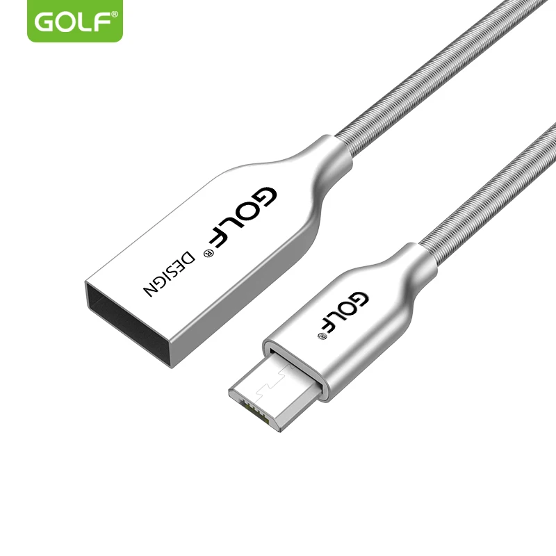 Пружинный зарядный кабель GOLF 1 м из цинкового сплава Micro USB для синхронизации